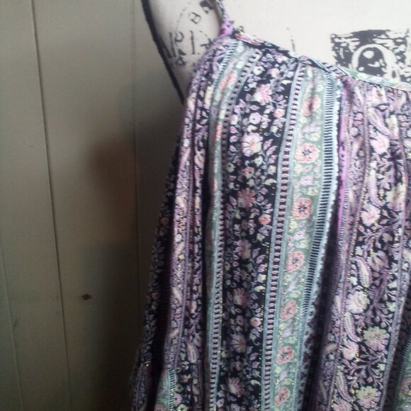 Altar'd State Blouse M Cut-Out Short Bell Sleeve Flowing Floral Colorful - Picture 10 of 15